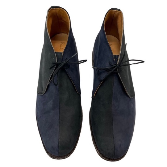 Paul Smith Two Tone Black Navy Designer Cow Leather Suede Boots Size: 9 main image 6